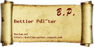 Bettler Péter névjegykártya